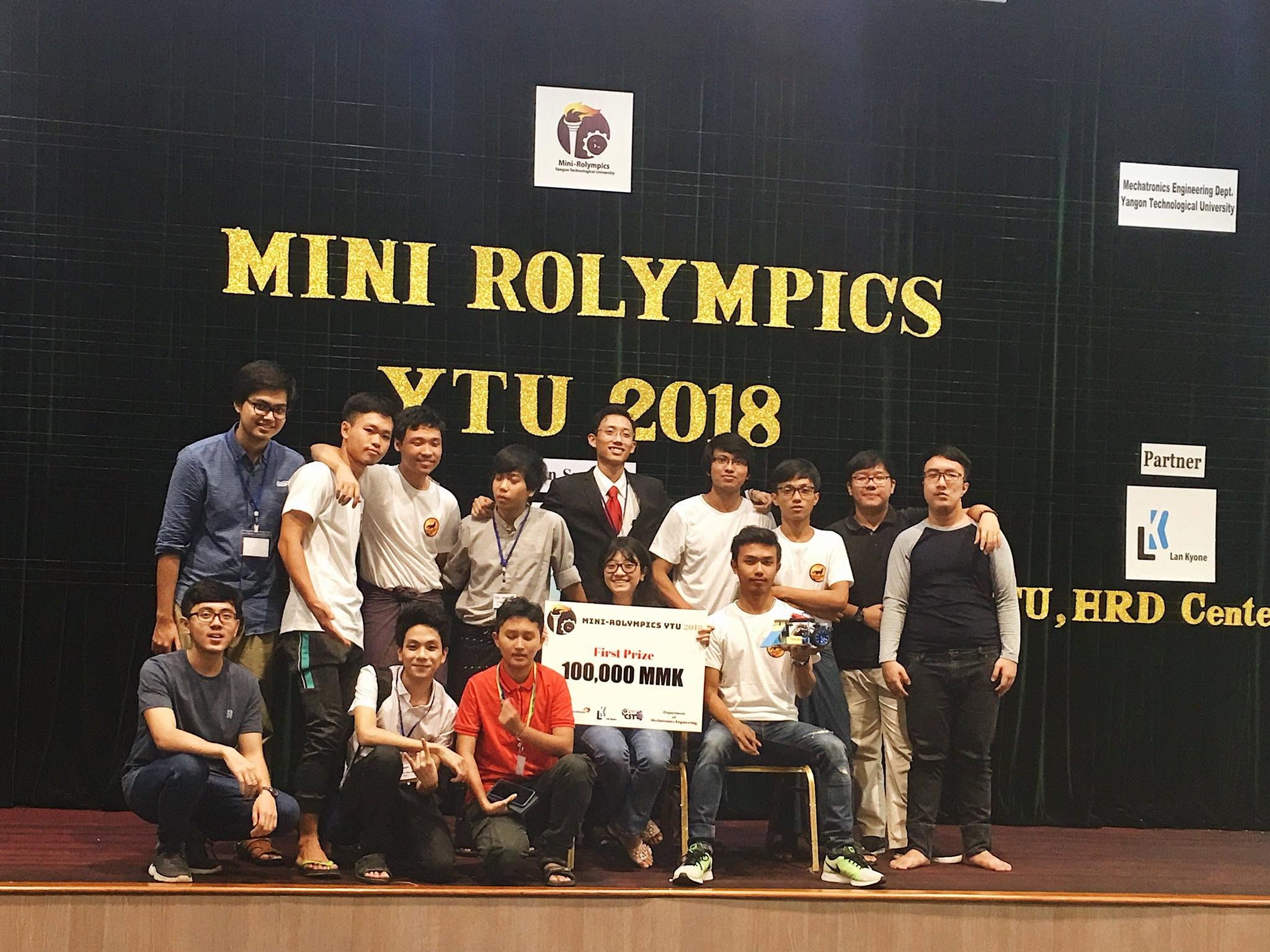 Students competing at the YTU Mini-Rolympics robotics tournament in 2018