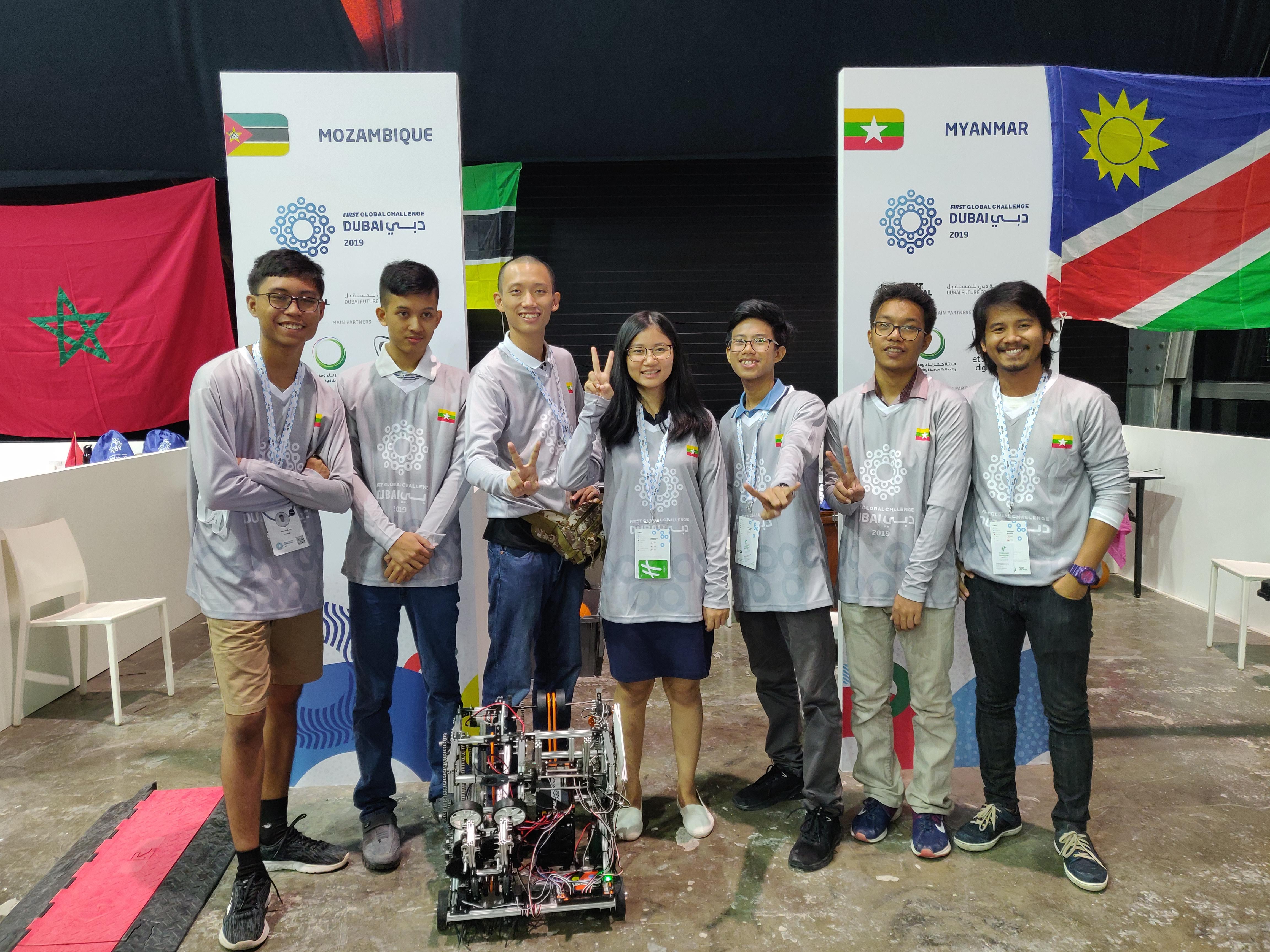 Team Myanmar at the FIRST Global Challenge in Dubai, 2019