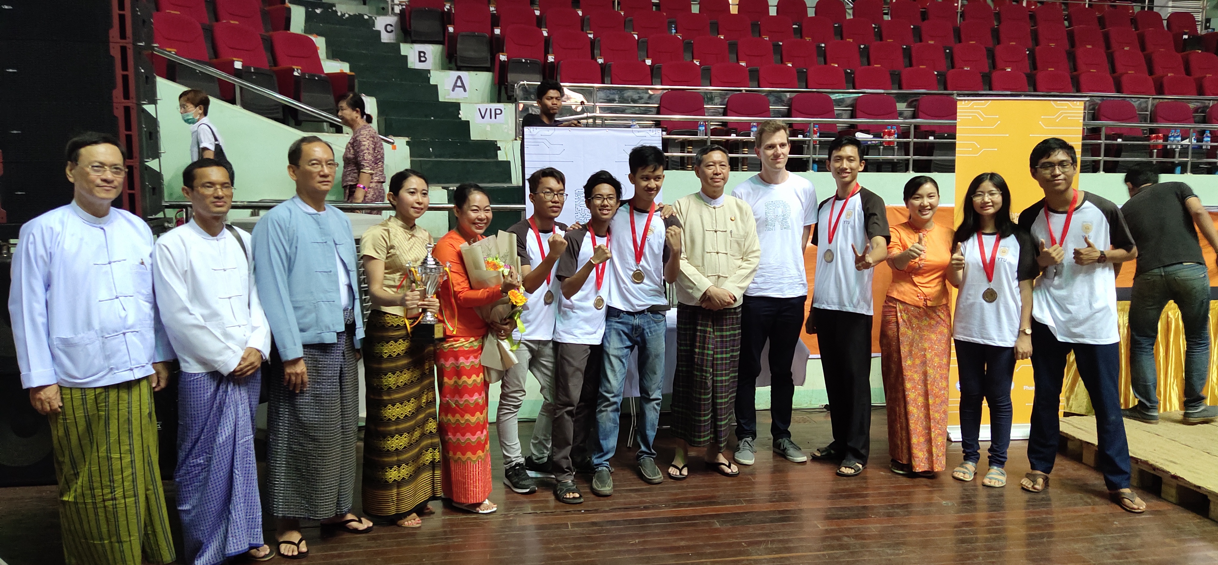 Team Yangon at the Myanmar RoboLeague championship in 2019